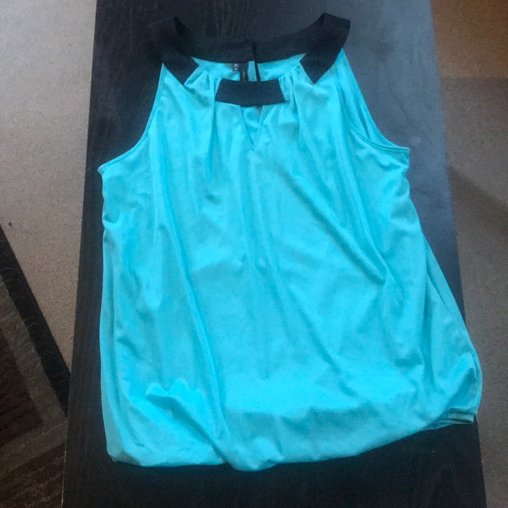Turquoise high neck tank top